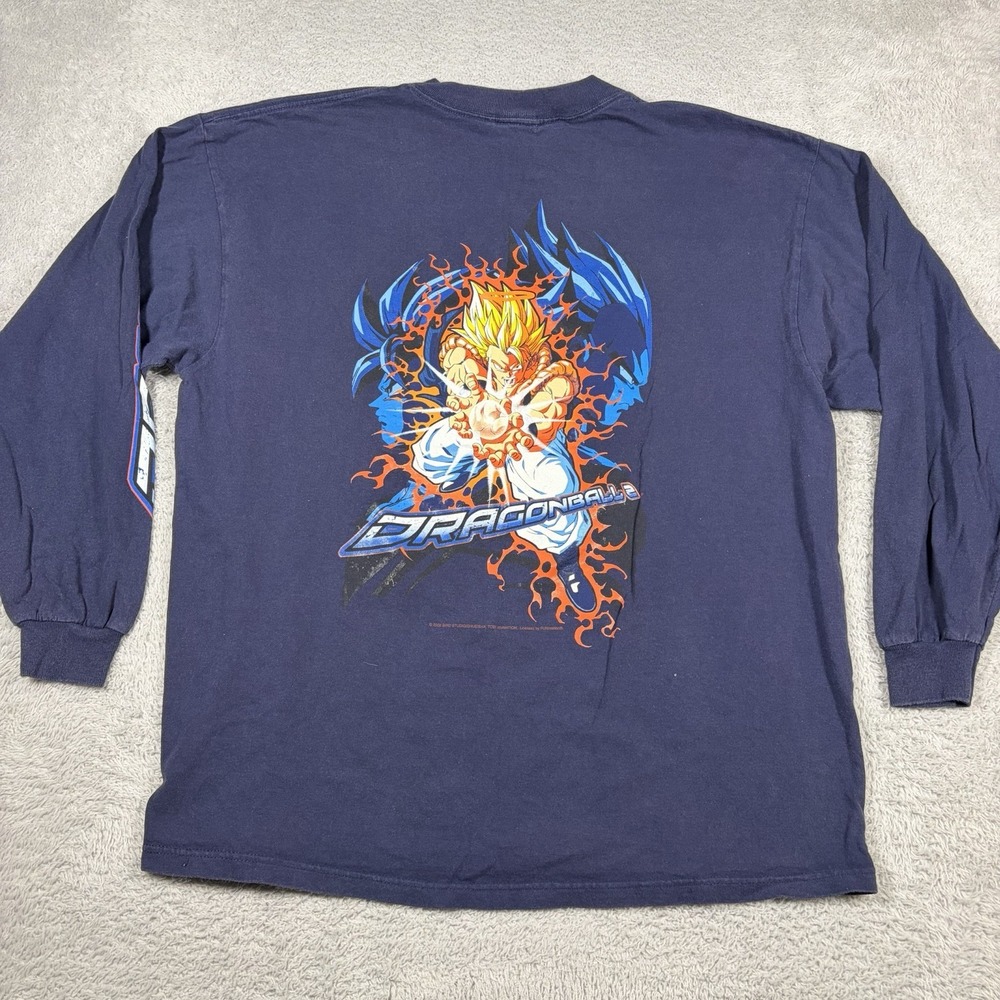 VINTAGE Dragon Ball Z Gogeta Long Sleeve Shirt 2002 Mens XL Anime DBZ Y2K